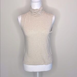 Jillian & Nicole Striped Sleeveless Ruched Turtleneck Top with Shimmer. EUC